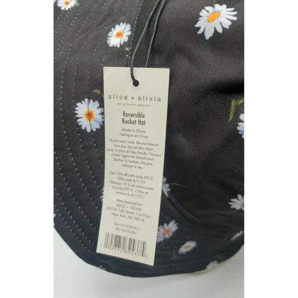 NEW Alice + Olivia By Stacey Bendet Reversible Bucket Hat Multicolor Daisy White - Picture 7 of 10